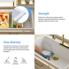 Lordear 33'' x 22'' Drop-in Waterfall Single Bowl Quartz Workstation Kitchen Sink
