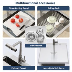 Lordear 21'' Drop-in Workstation Single Bowl Stainless Steel Outdoor Sink