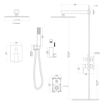 Lordear 10 Inch Wall Mounted Shower System with Chrome Finish - Stainless Steel Shower Head and Handheld | Big Deal, Shower Faucets & System, Shower Head with Handheld | Lordear