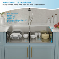 Lordear 32" Stainless Steel Undermount 50/50 Double Bowl Kitchen Sink  from Lordear