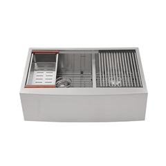 Lordear 33'' x 22'' Stainless Steel Apron Front Double Bowl Workstation Kitchen Sink  from Lordear