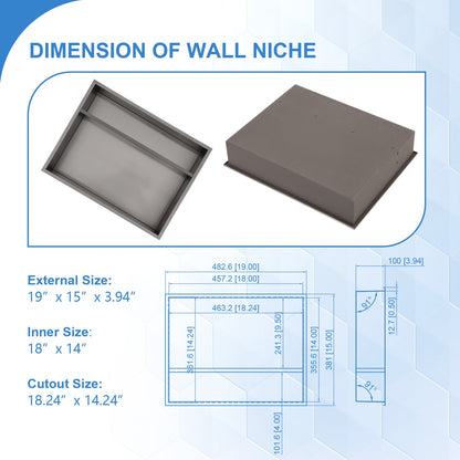 Lordear Shower Niche 18" x 14" Rectangle Bathroom Niche, Two-tier，No Tile Needed Recessed Shower Niche Shelf Wall Niche Insert for Bathroom Storage,Niche Bathroom Shower Storage Shower Shelf,Black  from Lordear