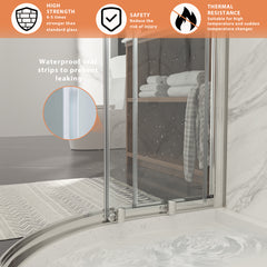 Lordear Tempered Glass Frameless Neo-Round Double Sliding Clear Bathroom Shower Door