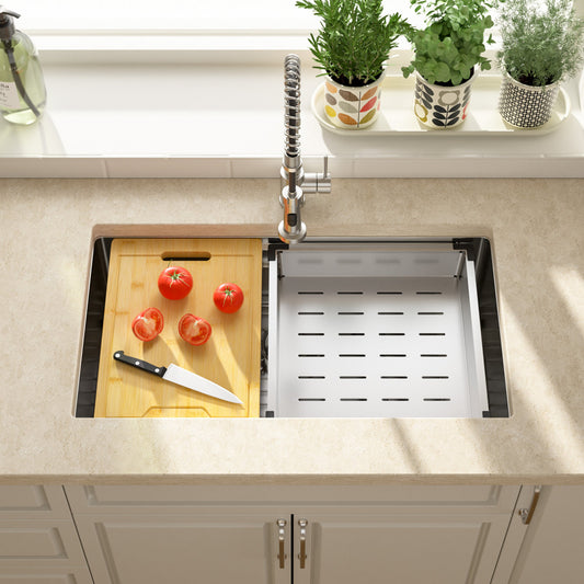 Lordear Patent 33'' Undermount Single Bowl Stainless Steel Workstation Kitchen Sink