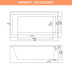 Lordear 60'' x 32'' Acrylic Freestanding Rectangular Apron Front Soaking Bathtub
