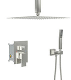 Lordear Brushed Nickel Bathroom Shower Faucet Combo Set with 10-inch Rain Shower Head, Wall Mounted Shower System | Shower System | Lordear