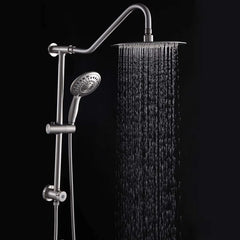 Lordear 10'' Stainless steel Wall Mounted Round High Pressure Shower Head with Handheld Shower and Adjustable Slide Bar