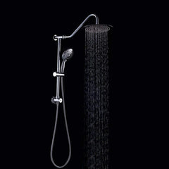 Lordear 10'' Stainless steel Wall Mounted Round High Pressure Shower Head with Handheld Shower and Adjustable Slide Bar