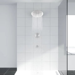 Lordear 10'' Stainless Steel Wall Mounted Round Rainfall Shower Head with Bathroom Faucet