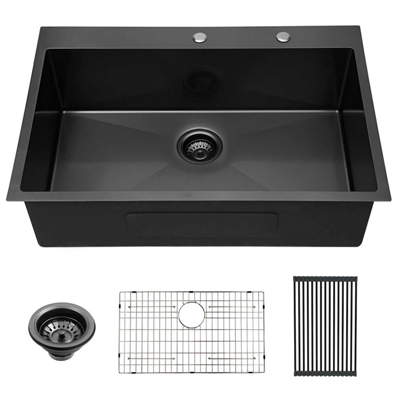 Lordear Stainless Steel Gunmetal Black Drop-in Single Bowl Kitchen Sink