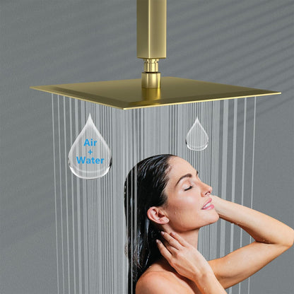 Lordear Rainfall Shower Head 12 Inch Solid Square Ultra Thin 304 Stainless Steel Rain Setting Shower Heads,Waterfall Full Body Coverage  from Lordear