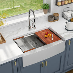 Lordear 33'' x 22'' Apron Front Double Bowl Stainless Steel Farmhouse Sink