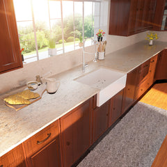 Lordear White Drop-in Single Bowel Fireclay Farmhouse Sink