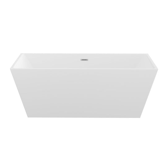 Lordear 67'' White Acrylic Rectangular Freestanding Soaking Tub with Overflow and Drain