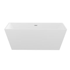 Lordear 67'' White Acrylic Rectangular Freestanding Soaking Tub with Overflow and Drain