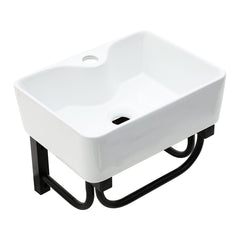 Lordear 16'' x 12'' White Ceramic Wall Mounted Bathroom Sink with Towel Rack