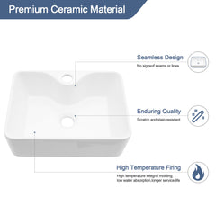 Lordear 16'' x 12'' White Ceramic Wall Mounted Bathroom Sink with Towel Rack
