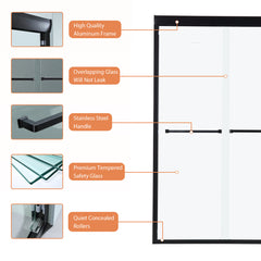 Lordear 48'' W X 76'' H Framed Clear Tempered Glass Bypass Sliding Shower Door
