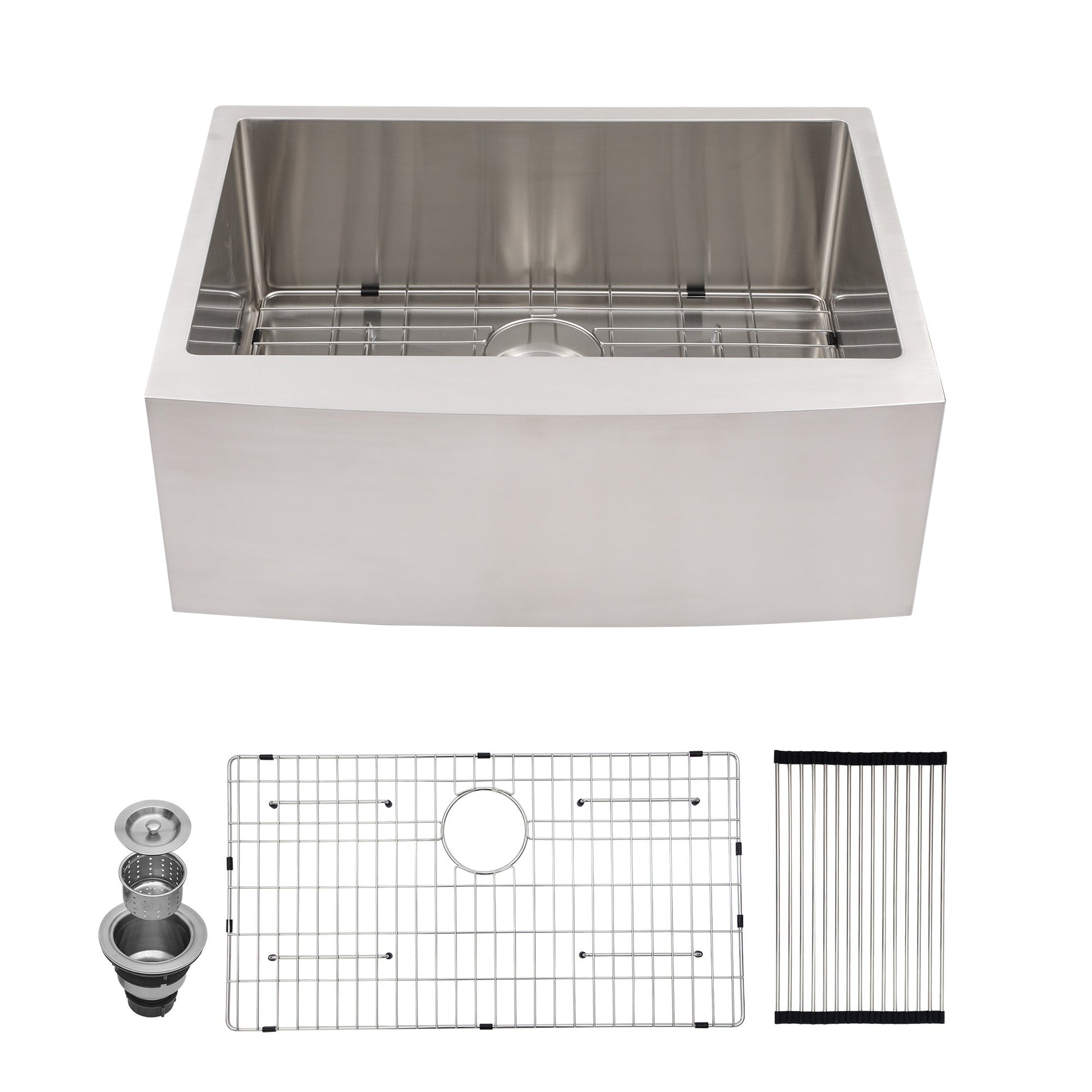 24 x 21 Inch Farmhouse Kitchen Sink 16 Gauge Stainless Steel Kitchen Sink Single Bowl Apron Front Sink with Drying Rack and Bottom Grid  from Lordear