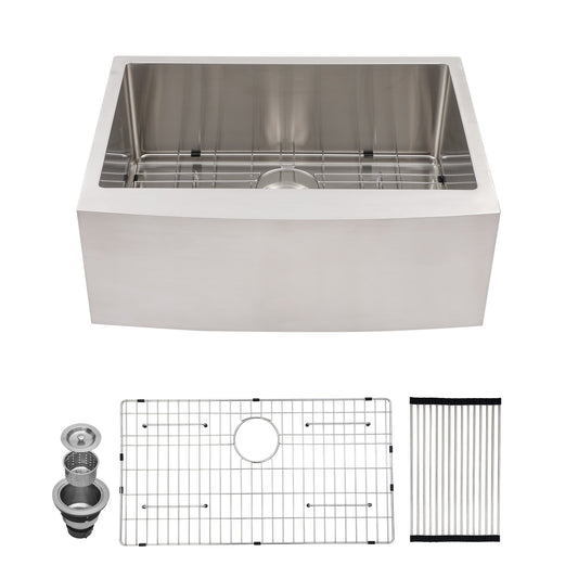 24 x 21 Inch Farmhouse Kitchen Sink 16 Gauge Stainless Steel Kitchen Sink Single Bowl Apron Front Sink with Drying Rack and Bottom Grid  from Lordear