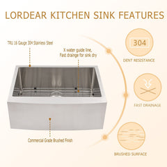 Lordear 24" x 21" Stainless Steel Single Bowl Apron Front Farmhouse Kitchen Sink  from Lordear