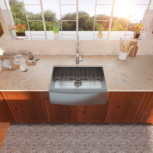 Lordear 24'' x 21'' Stainless Steel Gunmetal Black Apron Front Farmhouse Kitchen Sink  from Lordear