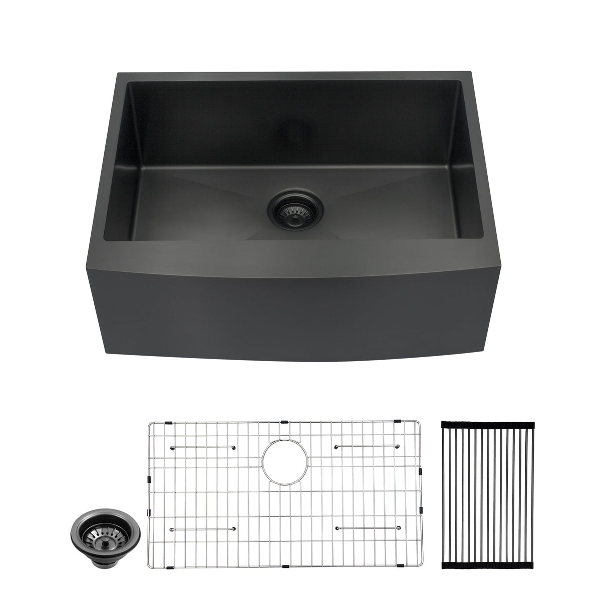 Lordear 24'' x 21'' Stainless Steel Gunmetal Black Apron Front Farmhouse Kitchen Sink  from Lordear