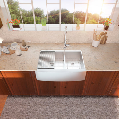 33 Inch Farmhouse Kitchen Sink Low-divider Sink Workstation Sink Double Bowl 60/40 Sink  16 Gauge Stainless Steel Kitchen Sink  from Lordear