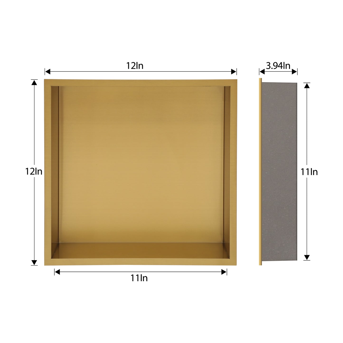 Lordear 12" x 12" Recessed Shower Niche Gold Shelf Wall Niche