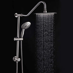 Lordear 10'' Stainless steel Wall Mounted Round High Pressure Shower Head with Handheld Shower and Adjustable Slide Bar