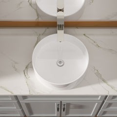 Lordear 16'' x 16'' Ceramic Topmount Round Bathroom Vessel Sink