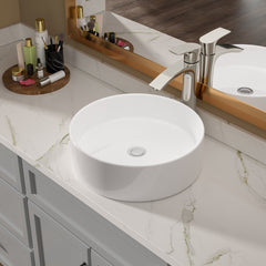 Lordear 16'' x 16'' Ceramic Topmount Round Bathroom Vessel Sink