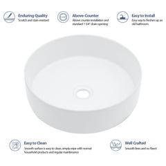 Lordear 16'' x 16'' Ceramic Topmount Round Bathroom Vessel Sink