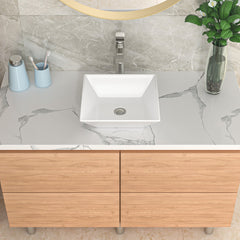 Lordear 16'' White Ceramic Bathroom Vessel Sink