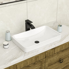 Lordear 19'' x 12'' White Ceramic Semi Recessed Rectangular Bathroom Vessel Sink