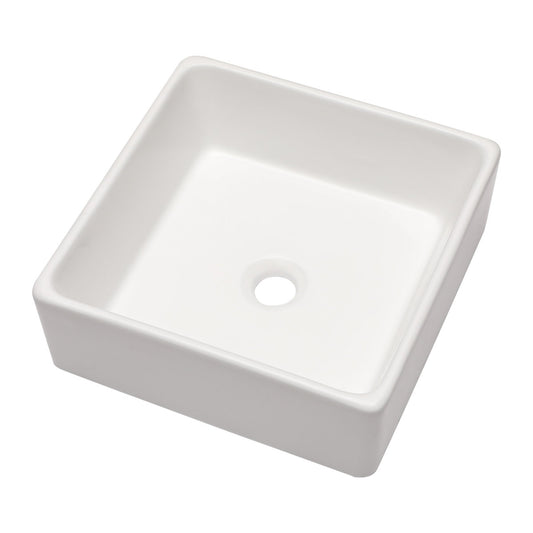 Lordear 15'' x 15'' White Ceramic Drop-in Square Bathroom Vessel Sink