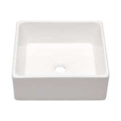 Lordear 15'' x 15'' White Ceramic Drop-in Square Bathroom Vessel Sink