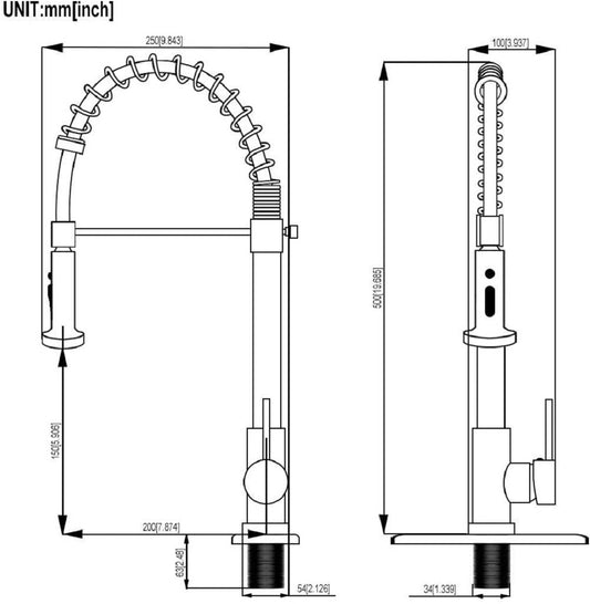 Lordear Brushed Nickel Single Handle Pull Down Brass Kitchen Faucet