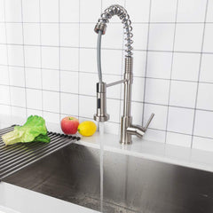 Lordear Brushed Nickel Single Handle Pull Down Brass Kitchen Faucet