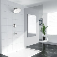 Lordear 10'' Stainless Steel Wall Mounted Round Rainfall Shower Head with Bathroom Faucet