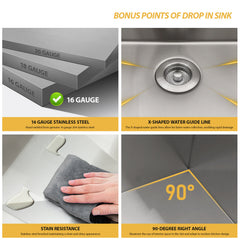 Lordear 39 Inch Drop In Kitchen Sink Multifunctional Workstation Large Bowl 39x22 Topmount Kitchen Sink 16 Gauge Stainless Steel 60/40 Double Bowl Basin with Mixing Bowls