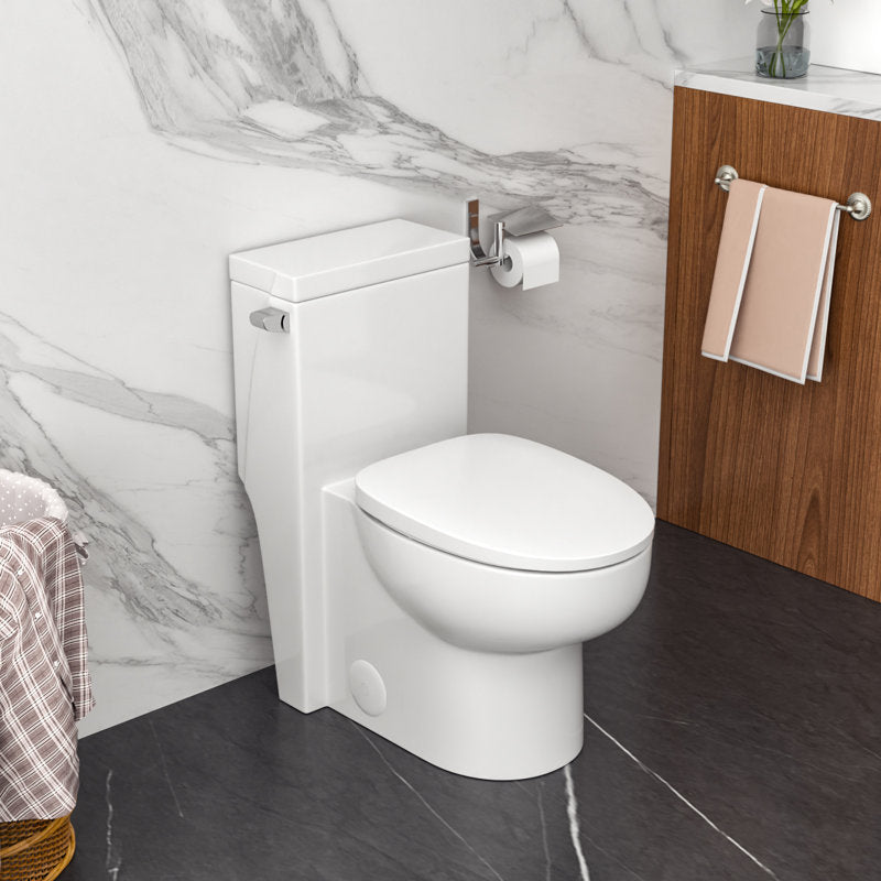 Lordear Lever Button 1.6 Gallons GPF Elongated Comfort Height Floor Mounted One-Piece Toilet (Seat Included)