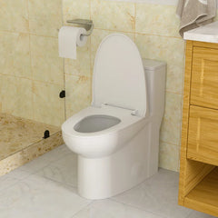 Lordear 1.6 Gallons GPF Elongated Comfort Height Floor Mounted One-Piece Toilet (Seat Included)