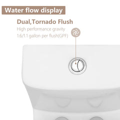 Lordear 1.6 Gallons GPF Elongated Comfort Height Floor Mounted One-Piece Toilet (Seat Included)