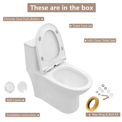 Lordear 1.6 Gallons GPF Elongated Comfort Height Floor Mounted One-Piece Toilet (Seat Included)
