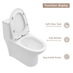 Lordear 1.6 Gallons GPF Elongated Comfort Height Floor Mounted One-Piece Toilet (Seat Included)