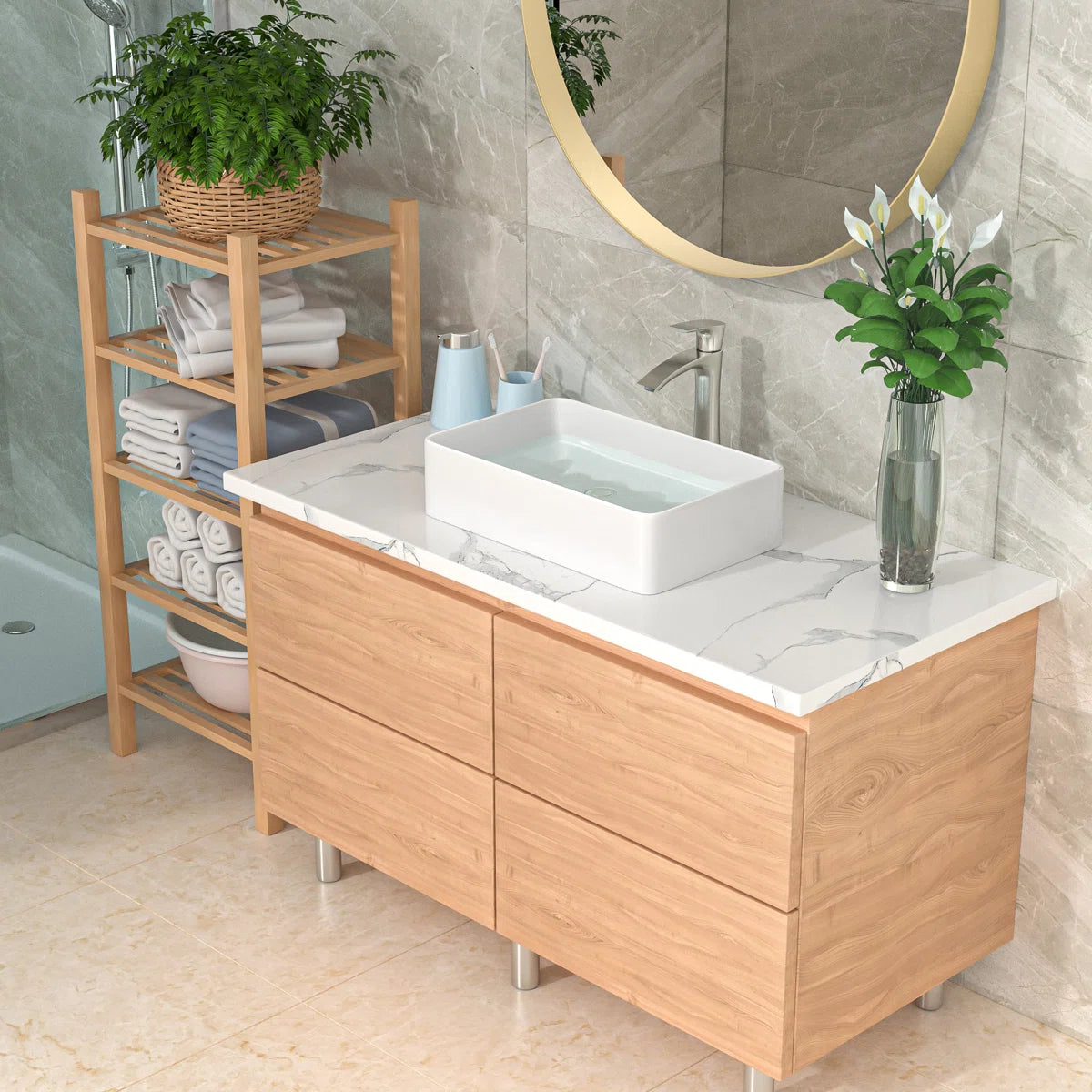 White Ceramic Countertop Rectangular Vessel Sink-Lordear