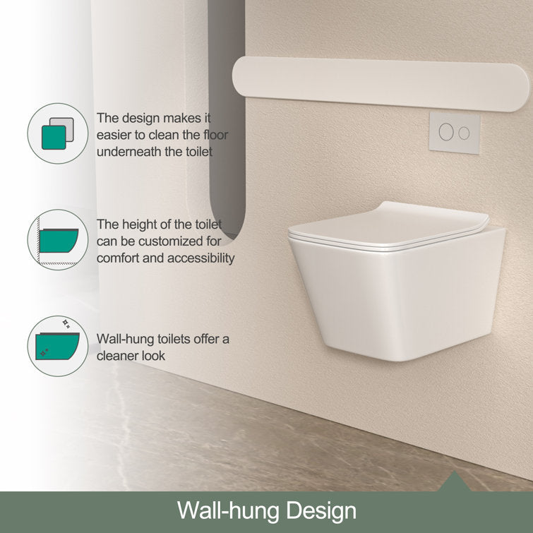 In-Wall Toilet Combo Set and Carrier System, Wall Mounted Toilet with Soft Closing Seat  Glossy White(Excluding water tank)  from Lordear