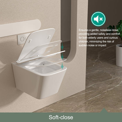 In-Wall Toilet Combo Set and Carrier System, Wall Mounted Toilet with Soft Closing Seat  Glossy White(Excluding water tank)  from Lordear