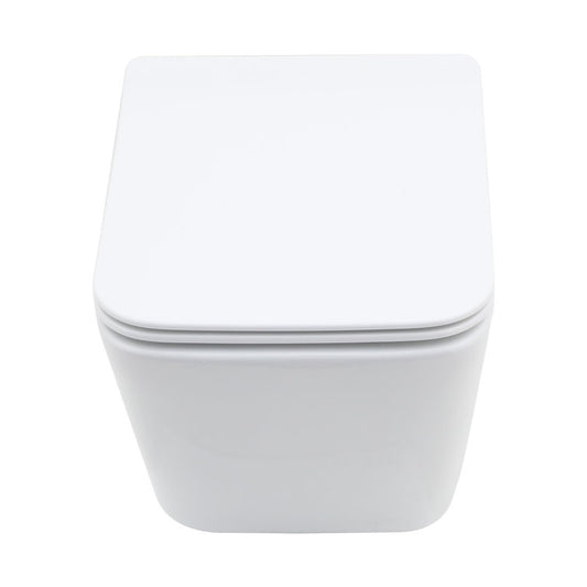 In-Wall Toilet Combo Set and Carrier System, Wall Mounted Toilet with Soft Closing Seat (White) | Lordear